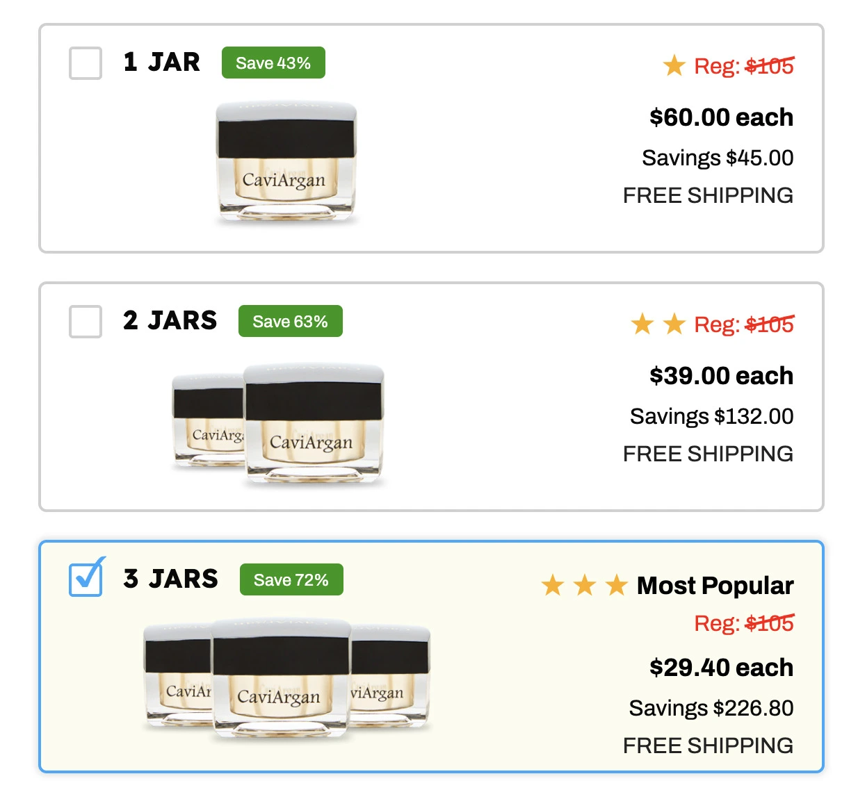 CaviArgan Price